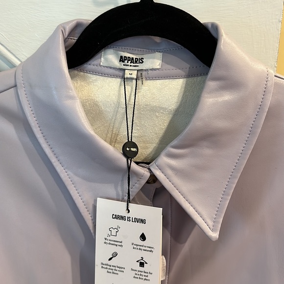 APPARIS VEGAN LEATHER 3/4 LENGTH SHIRT/JACKET - LAVENDER - SIZE MEDIUM - Picture 2 of 9